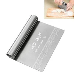 Pro Dough Pastry Scraper/Cutter/Chopper Stainless Steel Mirror Polished With Measuring Scale Multipurpose- Cake, Pizza Cutter - Pastry Bread Separator Scale Knife (1)