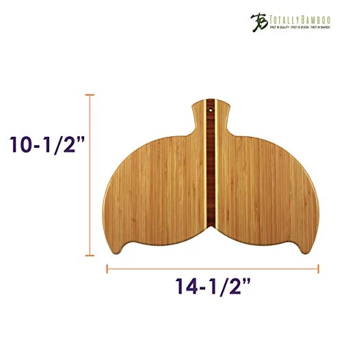 Whale Tail Shaped Bamboo Serving And Cutting Board, 14-1/2" X 10-1/2" 6 Whale Tail Shaped Bamboo Serving And Cutting Board, 14-1/2" X 10-1/2" - Image 4