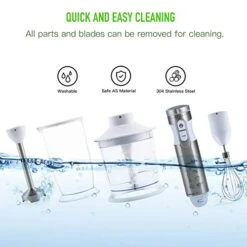 5 In 1 Immersion Hand Blender, 300 Watt, Multi-Speed Stainless Steel Handheld Stick Blender With 700ml Beaker, Whisk, Chopper/Grinder Bowl And Wall Rack, BPA-Free -KitchenAid Shop 41M3ZFtewGL