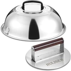 HULISEN Stainless Steel Bacon Press, 8.5-Inch Round Heavy-Duty Grill Press With Wood Handle, Non Stick Large Burger Press, Griddle BBQ Accessories For Steak Weight, Panini Sandwich -KitchenAid Shop 41MBasvh3oL. AC