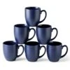 16oz Coffee Mugs Set Of 6, Large Ceramic Coffee Mugs For Men, Women, Dad, Mom, Modern Coffee Mugs With Handle For Tea,Latte,Cappuccino,Cocoa. Dishwasher&Microwave Safe, Matte Blue