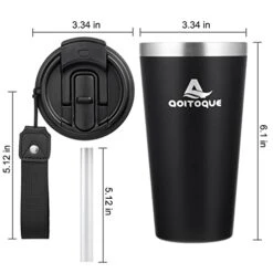 16oz Tumbler With 2-in-1 Straw Lid, Insulated Leak Proof Double Walled Stainless Steel Coffee Travel Mug - Keeps Cold For 24 Hours Or Hot For 10 Hours -KitchenAid Shop 41MGEMemOaL