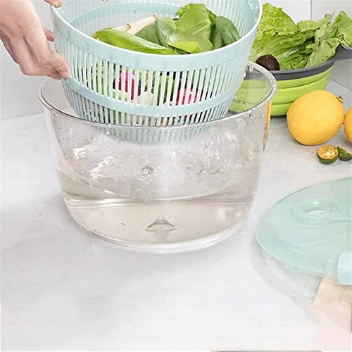 Large Salad Spinner And Keeper-5L Lettuce Spinner Vegetable Washer Dryer With Large Salad Bowl And Plastic Colander,Fruit Veggie Wash&Salad Making,BPA Free (Color : Pink) (Color : Blue) 5 Large Salad Spinner And Keeper-5L Lettuce Spinner Vegetable Washer Dryer With Large Salad Bowl And Plastic Colander,Fruit Veggie Wash&Salad Making,BPA Free (Color : Pink) (Color : Blue) - Image 3