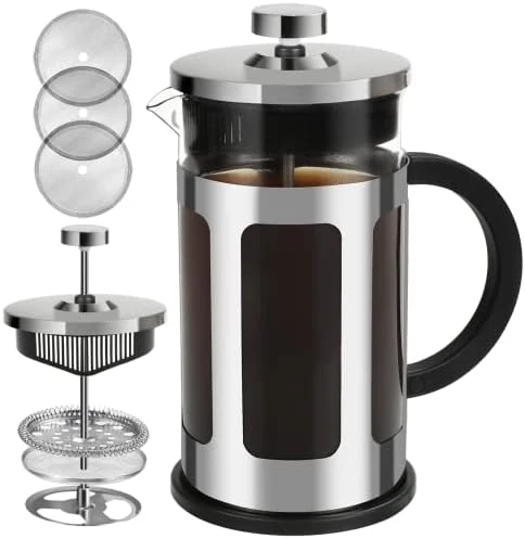 French Press Coffee Maker 12 Ounce Stainless Steel With Borosilicate Glass Heat Resistant 4 Level Filtration System For Brew Coffee & Tea Dishwasher Safe 350ml (12oz, Stainless Black) 15 French Press Coffee Maker 12 Ounce Stainless Steel With Borosilicate Glass Heat Resistant 4 Level Filtration System For Brew Coffee & Tea Dishwasher Safe 350ml (12oz, Stainless Black) - Image 13