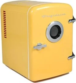 FRIGIDAIRE EFMIS151 Mini Portable Compact Personal Home Office Fridge Cooler BUILT IN SPEAKER, 4L Capacity, Chills Six 12 Oz Cans, 100% Freon-Free & Eco Friendly, Includes Bonus Car Charger -KitchenAid Shop 41Mbkz41tsL. AC