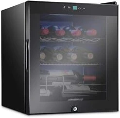 12 Bottle Compressor Wine Cooler Refrigerator W/Lock | Large Freestanding Wine Cellar For Red, White, Champagne Or Sparkling Wine | 41f-64f Digital Temperature Control Fridge Glass Door Black -KitchenAid Shop 41MbudCoEWL. AC