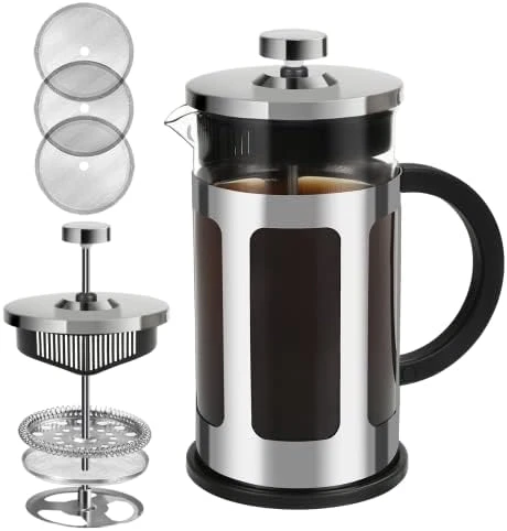 French Press Coffee Maker 12 Ounce Stainless Steel With Borosilicate Glass Heat Resistant 4 Level Filtration System For Brew Coffee & Tea Dishwasher Safe 350ml (12oz, Stainless Black) 17 French Press Coffee Maker 12 Ounce Stainless Steel With Borosilicate Glass Heat Resistant 4 Level Filtration System For Brew Coffee & Tea Dishwasher Safe 350ml (12oz, Stainless Black) - Image 15