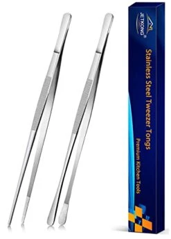 2 Pcs 12-Inch Cooking Tweezers Stainless Steel, Straight Food Tweezers, Professional Kitchen Tweezers/Forceps For Cooking Repairing And BBQ (12-Inch, Silver) -KitchenAid Shop 41MgIN3QXOL