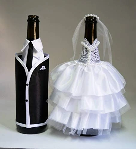 Bride And Groom Wine Bottle Covers- Wine Bottle Dress-up For Weddings- Wedding Gifts For The Couple- Fun Wine Bottle Covers- Wedding Centerpieces Decorations- Wine Décor- Wine Accessories (white) 9 Bride And Groom Wine Bottle Covers- Wine Bottle Dress-up For Weddings- Wedding Gifts For The Couple- Fun Wine Bottle Covers- Wedding Centerpieces Decorations- Wine Décor- Wine Accessories (white) - Image 7