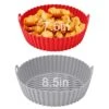 EDEGG Air Fryer Liners Silicone 2-Pack, Reusable Round Air Fryer Silicone Pot, Heat Resistant And Easy Cleaning For 3 To 5 QT & 5 QT Ninja Air Fryer Accessories (7.5 Inch Red & 8.5 Inch Gray)