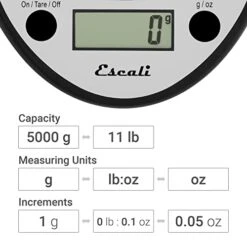 Escali Primo NSF Listed Digital Scale, 11 Lb/5 Kg, Black (SCDGP11BK) -KitchenAid Shop 41MqBXgtbqL