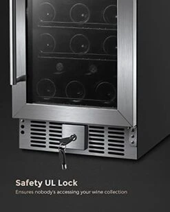 15 Inch Wine Cellar Refrigerator 30 Bottle Wine Cooler Lock Beverage Wine Center For Built-in & Free Standing | 36 F To 61 F Temperature Control L Stainless Steel Glass Door -KitchenAid Shop 41MtQH5txkL