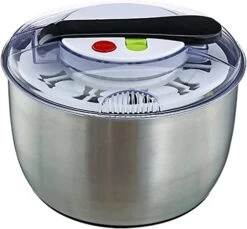 Stainless Steel Salad Spinners,Large,Lettuce Dryer Spinner Quick Dry,Fruit Washer With Bowl,Non-slip Pad And Secure Lid Lock