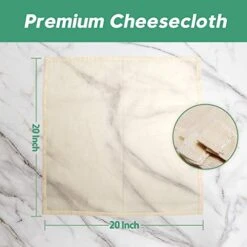Cheesecloth,muslin Cloth,Grade 90,20X20inches Hemmed Edges,100% Unbleached Cheesecloth,Reusable Strainer Cloth,For Cheese/Butter/Nut Milk/Turkey/Soup/Tea/Yogurt（2 Pieces）,cheese Cloths -KitchenAid Shop 41MzhVGiuFL