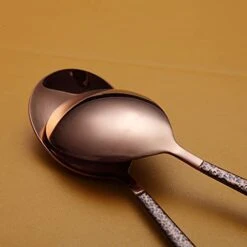Dinner Spoon Set Of 4 With Moon Surface Handle And Shiny Rose Gold Mouth, Stainless Steel Copper Spoons Silverware Set Dishwasher Safe -KitchenAid Shop 41N4pFplFgS