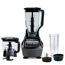 Ninja BL770AMZ Mega Kitchen System, 72 Oz. Pitcher, 8-Cup Food Processor, 16 Oz. Single Serve Cup, 1500-Watt, Black