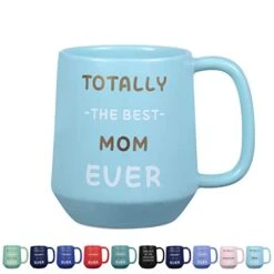 Ther's Day- Totally The Best Mom Ever- Large Ceramic Coffee Mug Tea Cup, Perfect Gifting Or Collecting For Mother, 16 OZ, Tiffany Blue