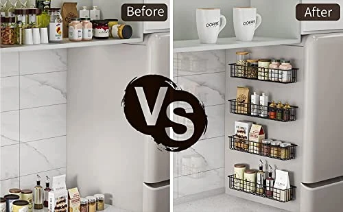 MILIJIA 4 Pack Storage Baskets With Strongly Magnet For Refrigerator, Metal Storage Bins, Spice Rack/Shelf For Kitchen And Pantry 7 MILIJIA 4 Pack Storage Baskets With Strongly Magnet For Refrigerator, Metal Storage Bins, Spice Rack/Shelf For Kitchen And Pantry - Image 5