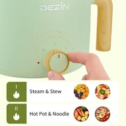 Ezin Electric Hot Pot With Steamer, 1.5L Non-stick Ramen Cooker, 2 In 1 Shabu Shabu Hot Pot, Multifunctional Cooker With Overheating Protection For Stew, Noodles, Green (Egg Rack Included) -KitchenAid Shop 41NLkHDYGTL