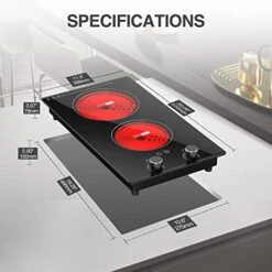 Electric Cooktop,110V Electric Stove Top With Knob Control, 9 Power Levels, Kids Lock & Timer, Hot Surface Indicator, Overheat Protection,12 Inch Built-in Radiant Double Induction Cooktop -KitchenAid Shop 41NVtPgxJBL