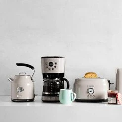 Retro Style 12 Cup Programmable Home Coffee Maker Machine With Carafe And Wide Slot Stainless Steel Retro 2-Slice Toaster, Putty Beige -KitchenAid Shop 41NkIf7T5pL