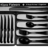 49piece Black Silverware Set With Organizer, Stainless Steel Flatware Set For 8 With Drawer Tray, Kitchen Tableware Service Cutlery Matte Steak Knives Fork Spoon For Home Restaurant, Dishwasher Safe