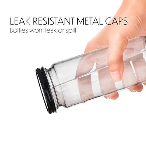 16 Oz Glass Bottles With Caps, 4 Juice Bottles Smoothie Cup Containers Metal Black Lids Includes A Brush 7 16 Oz Glass Bottles With Caps, 4 Juice Bottles Smoothie Cup Containers Metal Black Lids Includes A Brush - Image 5