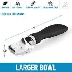 Ice Cream Scoop With Soft Easy Grip Handle - Ice Cream Scooper With Built-in Lid Opener - Heavy Duty Icecream Scoop With Non-Slip Handle For Soft & Hard Ice Cream (Black) 13 Ice Cream Scoop With Soft Easy Grip Handle - Ice Cream Scooper With Built-in Lid Opener - Heavy Duty Icecream Scoop With Non-Slip Handle For Soft & Hard Ice Cream (Black) -KitchenAid Shop 41NvcODqUmL