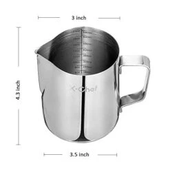 Milk Frothing Pitcher, X-Chef Milk Frother Cup, 20 Oz, Metal Frothing Cup Stainless Steel, Milk Steaming Pitcher Espresso Coffee Latte Frother Cup Barista Tools For Coffee Bar (600 Ml) -KitchenAid Shop 41NxbuGvwCL