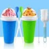 2PC Slushie Maker Cup,DIY Frozen Magic Slushy Cup,Double Layers Silica Smoothie Pinch Ice Cup,Quick Cooling Cup Homemade Milk Shake Ice Cream Maker (Blue+Green) -KitchenAid Shop 41NyfSVO5nL