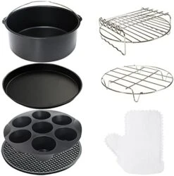 Air Fryer Accessories Set Of 7 With 8 Inch Egg Bites Mold, Pizza Pan, Cake Barrel, Skewer Rack, Silicone Mat For 3.5Qt-5.8Qt Phillips Nuwave Gowise Gourmia Ninja Dash Air Fryer -KitchenAid Shop 41O0l8lnYsL. AC