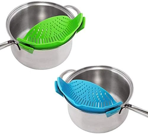 2 Pack Heat Resistant Silicone Pot Strainer, Clip On Pots Pans, Pan Strainer For All Pots And Bowls - Red/Black 6 2 Pack Heat Resistant Silicone Pot Strainer, Clip On Pots Pans, Pan Strainer For All Pots And Bowls - Red/Black - Image 4