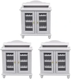 COHEALI Furniture 2pcs White Wine Model Mini House Adornment Cabinet Wooden Ornament Miniture House Miniatures -KitchenAid Shop 41O2MWnFSRL. AC