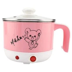 110V 450W Electric Mini Cooking Pot, Double Anti-Heating Cooking Pot, For Student Dorm Room(Cherry Powder)