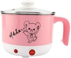 110V 450W Electric Mini Cooking Pot, Double Anti-Heating Cooking Pot, For Student Dorm Room(Cherry Powder) -KitchenAid Shop 41OJtPLetLL. AC