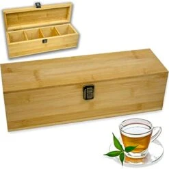 Large Wooden Tea Organizer Box, Big 14" Bamboo Storage Chest | 8-Compartment Tall, Adjustable Shelves | 100% Handmade Craft Eco-Friendly Natural Décor -KitchenAid Shop 41OMVuNz83L. AC