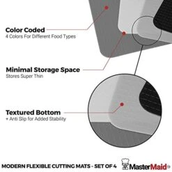 New Non Slip Flexible Kitchen Cutting Mats In Unique Modern Neutral Colors, Non-Porous Chopping Surface, Anti Slip, Dishwasher Safe, BPA Free, Set Of 4pcs -KitchenAid Shop 41OMhwIbsDL