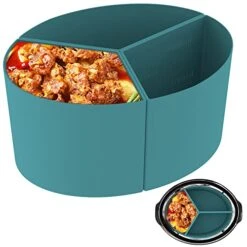 Silicone Slow Cooker Liners, Reusable 3 Divider Insert Fits For Crock-pot Oval 6/7/8QT Slow Cooker, Dishwasher Safe, Easy Clean, Food-Grade BPA Free Cooking Liners For Most 6-8QT Slow Cooker