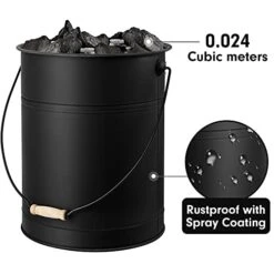 Magabeli Ash Bucket With Lid Outdoor And Indoor Coal Bucket For Fireplace Medium Fire Bucket Metal Ash Can For Grill Charcoal Bucket Essential Tools For Fireplace Fire Pit Wood Burning Stove Black -KitchenAid Shop 41OeaZ41QYL