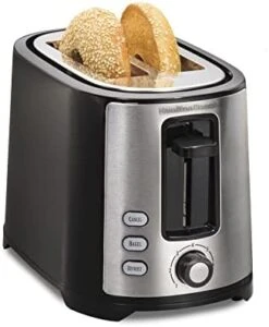 Hamilton Beach 2 Slice Extra Wide Slot Toaster With Bagel & Defrost Settings, Shade Selector, Toast Boost, Auto Shutoff, Black & Stainless Steel (22633) -KitchenAid Shop 41OhWCFOswL. AC
