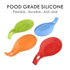 INeibo Silicone Spoon Rest, Pack Of 4-BPA Free Flexible Silicone Kitchen Utensil Rest Ladle Spoon Holder For Stove Top – For Cooking Spatula, Ladle, Brush, Risotto