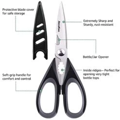 Itchen Shears With Sheath, ARCHIKING 2pack Sharp Kitchen Scissors,Stainless Steel Scissors,Poultry Shears,Utility Scissors,Office Scissors,Dishwasher Safe For Chicken,fish,meat,BBQ (Black&Green) -KitchenAid Shop 41OuhtHTGNL