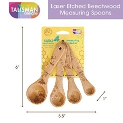 Laser Etched Beechwood Measuring Spoons | Set Of 4 | Honey Bee Design | Natural Wooden Measuring Spoons Set | Cute & Functional Kitchen Tools -KitchenAid Shop 41OunSlGInL