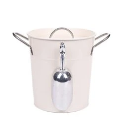 Home By Jackie Inc T586 Cream 4L Metal Double Walled Ice Bucket Set With Lid And Scoop