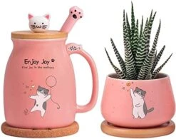 Novelty Cat Mug Cute Ceramic Coffee Cup With Kawaii Wooden Kitty Lid, Lovely Cat Claw Spoon, Anime Wooden Cat Coaster, Cat Things Pink Birthday Mug Gift For Cat Lovers Girl Kids Women 480ML (Pink) 21 Novelty Cat Mug Cute Ceramic Coffee Cup With Kawaii Wooden Kitty Lid, Lovely Cat Claw Spoon, Anime Wooden Cat Coaster, Cat Things Pink Birthday Mug Gift For Cat Lovers Girl Kids Women 480ML (Pink) -KitchenAid Shop 41P9i3APukL. AC