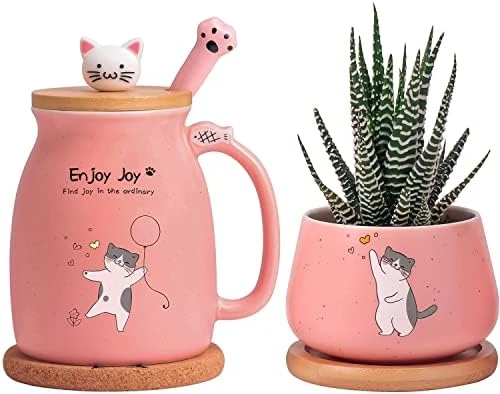 Novelty Cat Mug Cute Ceramic Coffee Cup With Kawaii Wooden Kitty Lid, Lovely Cat Claw Spoon, Anime Wooden Cat Coaster, Cat Things Pink Birthday Mug Gift For Cat Lovers Girl Kids Women 480ML (Pink) 11 Novelty Cat Mug Cute Ceramic Coffee Cup With Kawaii Wooden Kitty Lid, Lovely Cat Claw Spoon, Anime Wooden Cat Coaster, Cat Things Pink Birthday Mug Gift For Cat Lovers Girl Kids Women 480ML (Pink) - Image 9