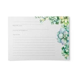 48 Succulents Recipe Cards, 4x6 In, Water Resistant