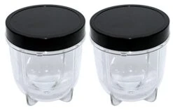 Replacement Short Cup With Stay Fresh Jar Lid, Compatible With Original Magic Bullet Blender Juicer 250W MB-1001, MB-1001B, MBR-1101, MBR-1701, MBR-1702, MBR-0301 - Small 8oz Cup (2 Pack) -KitchenAid Shop 41PDr6AUdGL 1