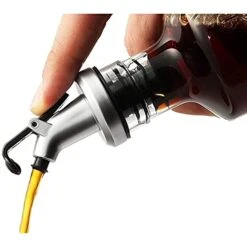 Oil And Vinegar Dispensers 2-Piece Set Glass Cruet Bottles With Lever Release Pourers For Salad Dressing, And Olive Oil, 12 Oz / 355mL