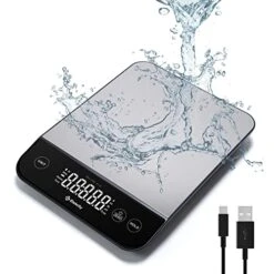 Food Kitchen Scale 22lb, Digital Weight Grams And Oz For Weight Loss, Baking And Cooking, 0.05oz/1g Precise Graduation,5 Weight Units, IPX6 Waterproof, USB Rechargeable,304 Stainless Steel -KitchenAid Shop 41PRTXCIgEL 1